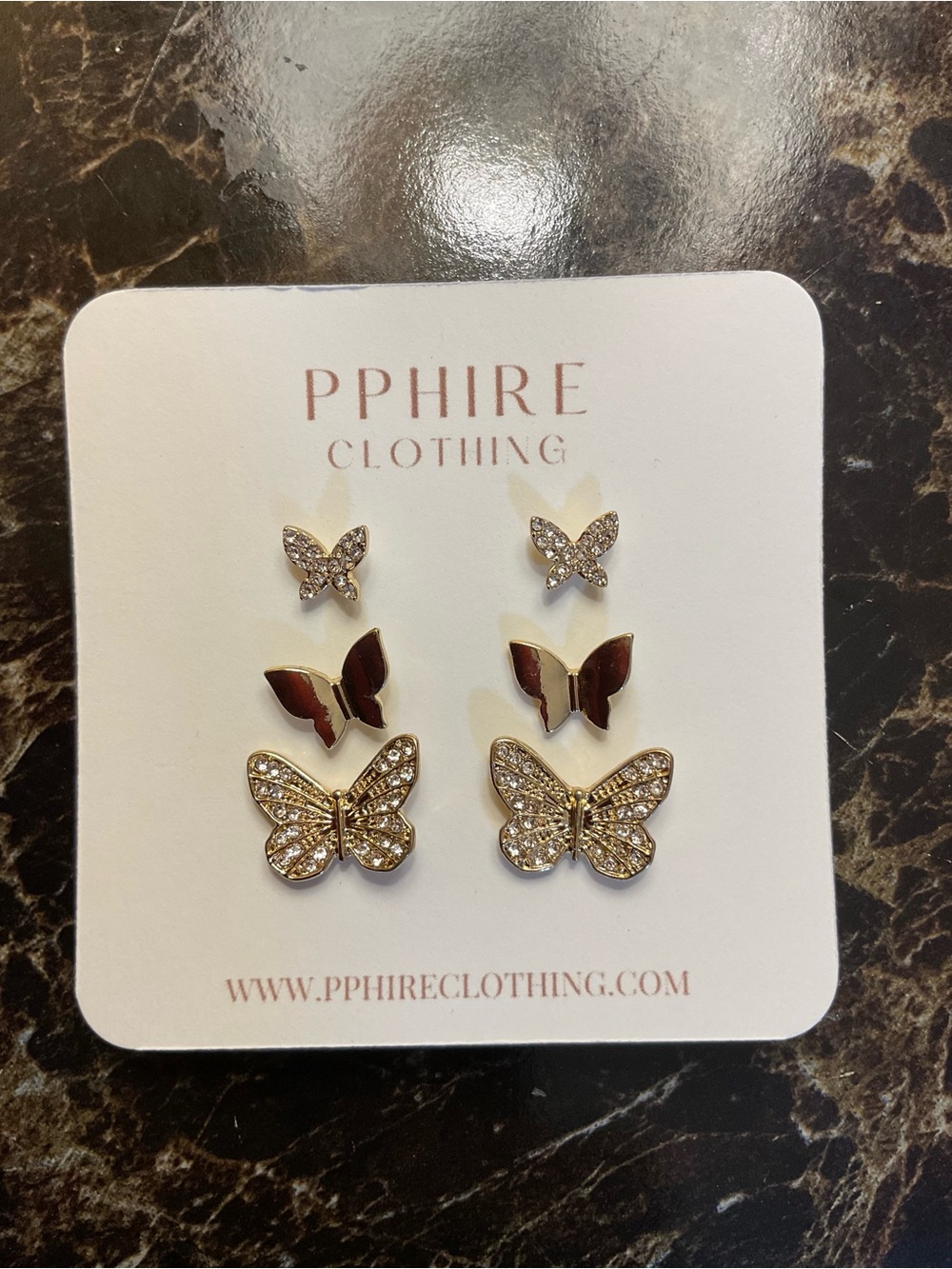 Alexa Gold Butterfly Earring Set - 3 Pairs